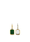 Ti Sento Malacite Stone Rectangular Earrings, Gold