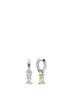 Ti Sento Rectangle CZ Charms Hoop Earrings, Silver