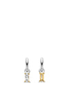 Ti Sento Rectangle CZ Charms Hoop Earrings, Silver