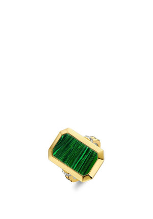 Ti Sento Milano Rectangular Malacite Stone Ring, Green