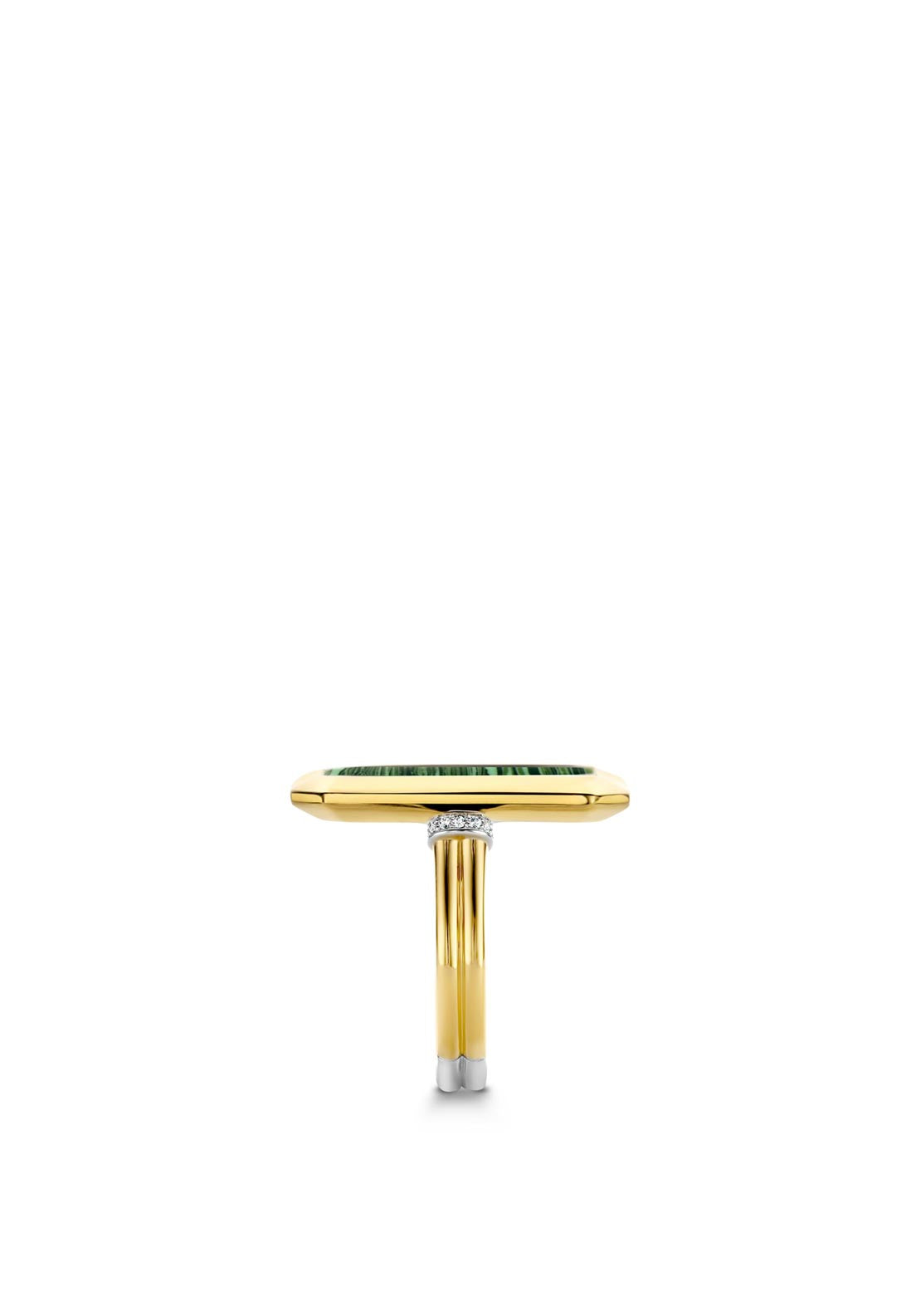 Ti Sento Milano Rectangular Malacite Stone Ring, Green