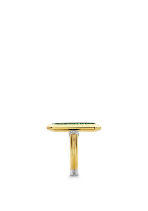 Ti Sento Milano Rectangular Malacite Stone Ring, Green