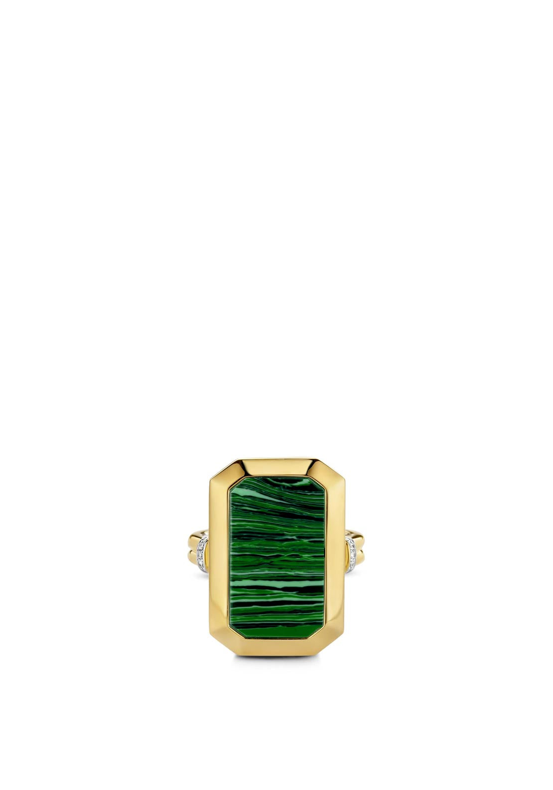 Ti Sento Milano Rectangular Malacite Stone Ring, Green