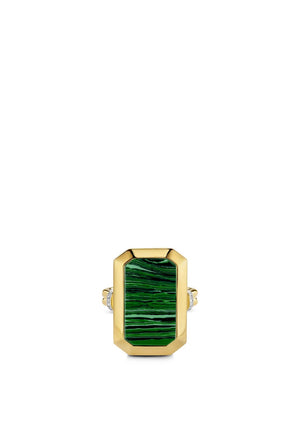 Ti Sento Milano Rectangular Malacite Stone Ring, Green