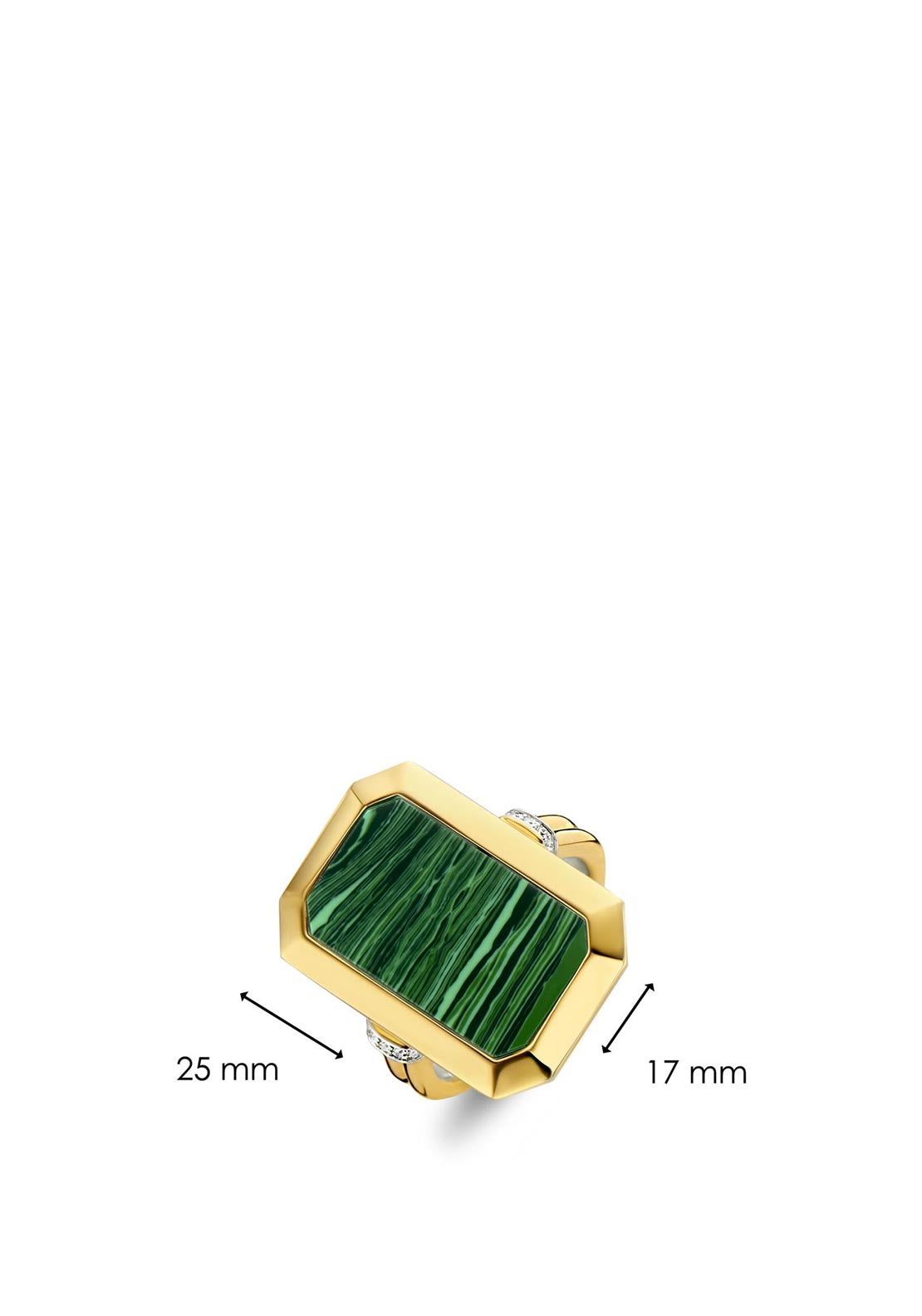 Ti Sento Milano Rectangular Malacite Stone Ring, Green