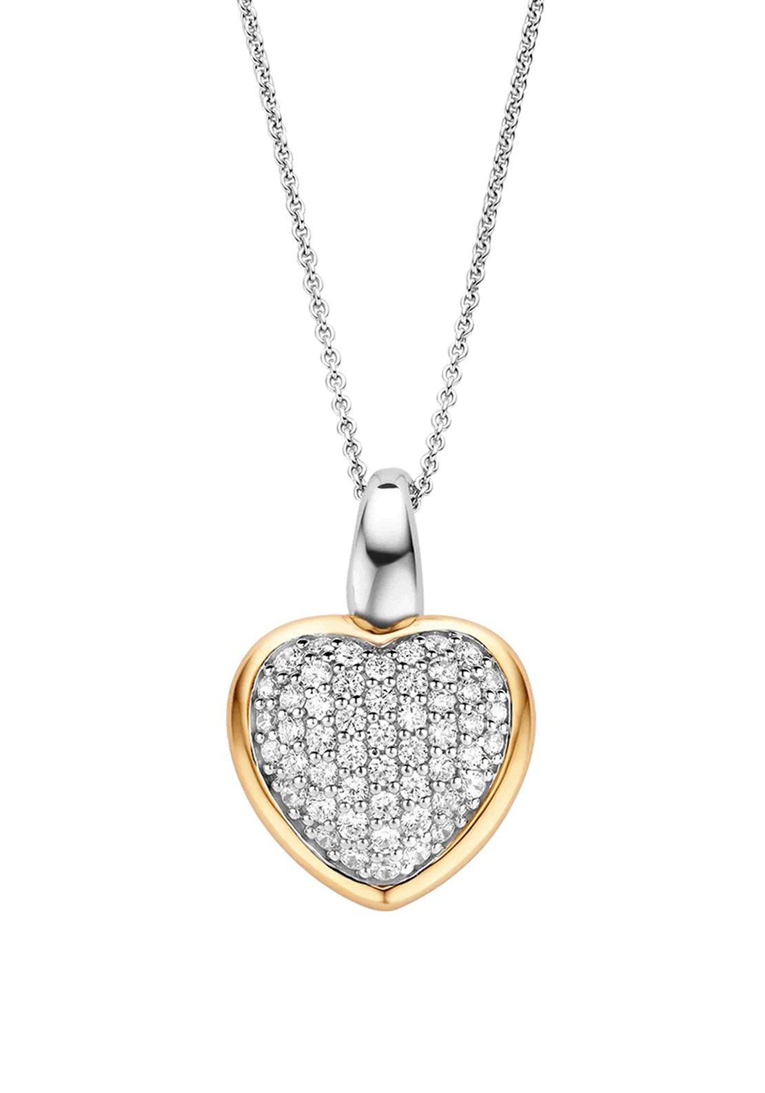 Ti Sento Crystal Love Heart Pendant Necklace, Gold