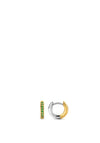 Ti Sento Milano Duo Plated Emerald Gemstone Hoop Earrings 7811EM, Silver Gold Green