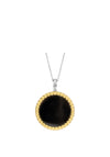 Ti Sento Black Onyx Pendant with Gold Bubble Edge & Zirconia Clip Eye Necklace, TIS6794BO