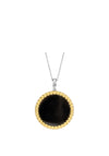 Ti Sento Milano Black Onyx Pendant with Gold Bubble Edge & Zirconia Clip Eye Necklace, TIS6794BO