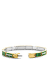 Ti Sento  Gold Plated Arrow Feather Pattern Necklace, Malachite Green & White Zirconia TIS2943MA