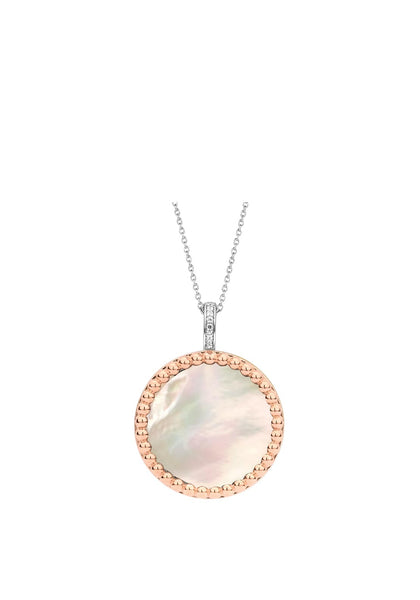 Ti Sento Mother of Pearl Pendant with Rose Gold Bubble Edge