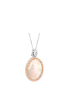 Ti Sento Milano Mother of Pearl Pendant with Rose Gold Bubble Edge & Zirconia Clip Eye Necklace, TIS6794MW
