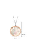 Ti Sento Milano Mother of Pearl Pendant with Rose Gold Bubble Edge & Zirconia Clip Eye Necklace, TIS6794MW