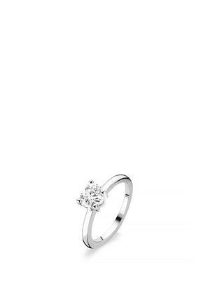 Ti Sento Heart Zirconia Ring, Silver Size 56