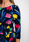 Tia Tulip Print Midi Dress, Navy Multi