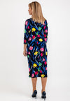 Tia Tulip Print Midi Dress, Navy Multi