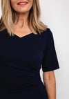 Tia Ruched Pleat Waist Dress, Navy
