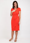 Tia Ruched Waist Midi Dress, Orange