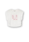 Tiffosi Girl Postal Short Sleeve Crop Top, White