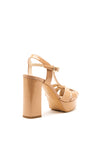 Lodi Tisana Patent Leather Platform Block Heel Sandals, Nude