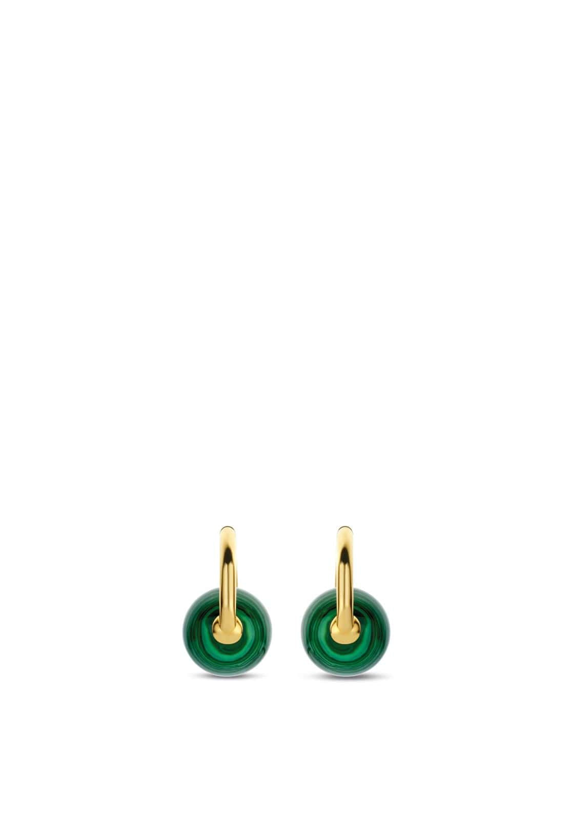 Ti Sento Malachite Hoop Earrings, Gold