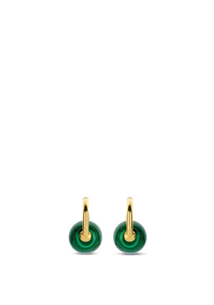 Ti Sento Malachite Hoop Earrings, Gold
