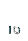 Ti Sento Dark Blue Pave Hoop Earrings, Silver