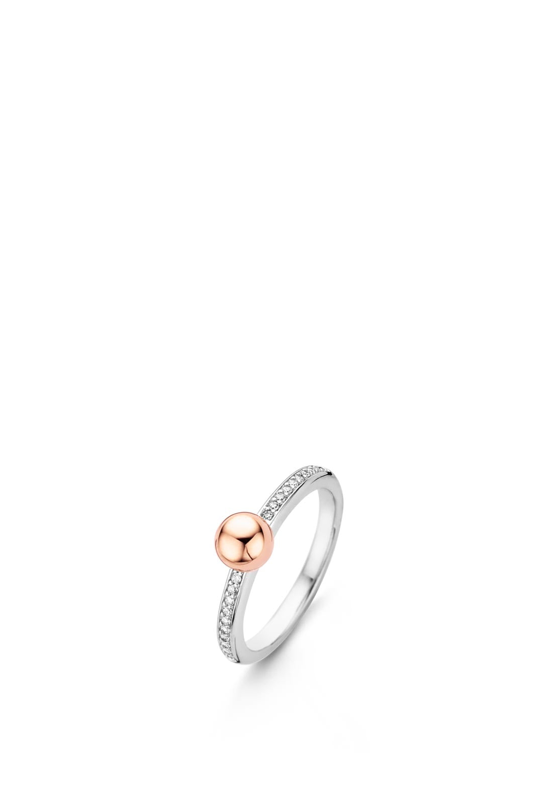 Ti Sento Rose Gold Ball Ring, Silver