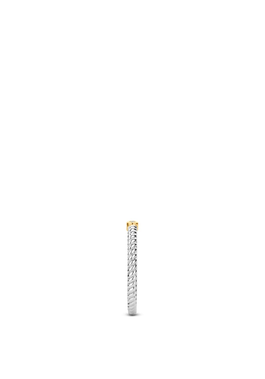 Ti Sento Milano Minimalistic Chord & Crystal Ring, Silver