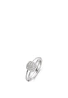 Ti Sento Silver Cushion Shape Pave Centerpiece Ring, Silver