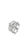 Ti Sento Layered Crystal Ring, Silver