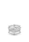 Ti Sento Layered Crystal Ring, Silver