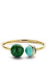 Ti Sento Malachite Stone Cuff Bangle, Gold Multi