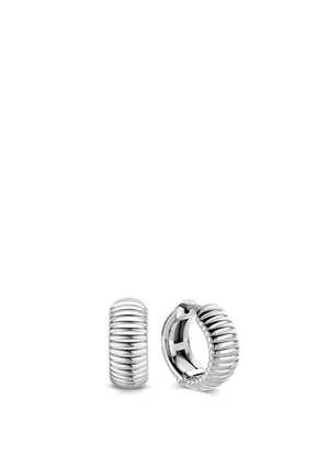 Ti Sento Ribbed Hoop Earring, Silver