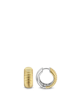 Ti Sento Ribbed Hoop Earring, Gold