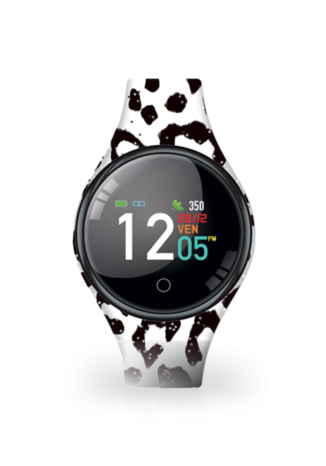 TechMade FreeTime Glitter Animal Print Smart Watch, White