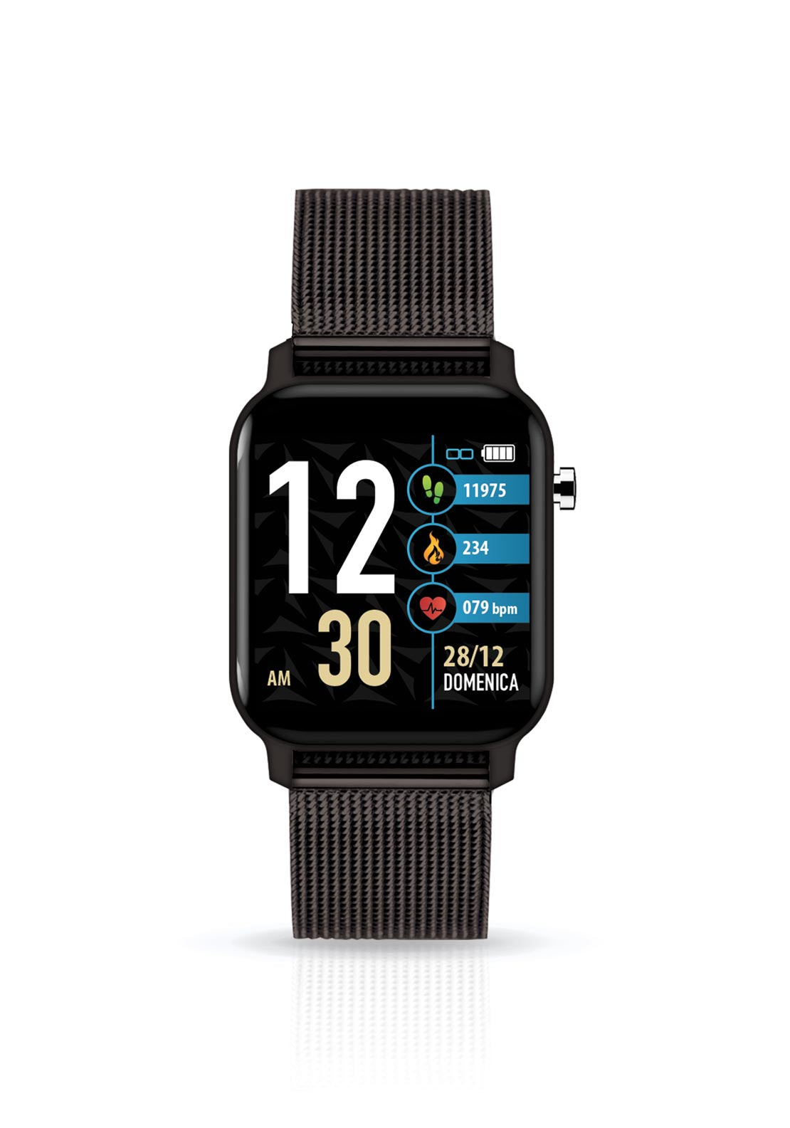 TechMade TechWatch X Metal Mesh Strap Smart Watch, Black