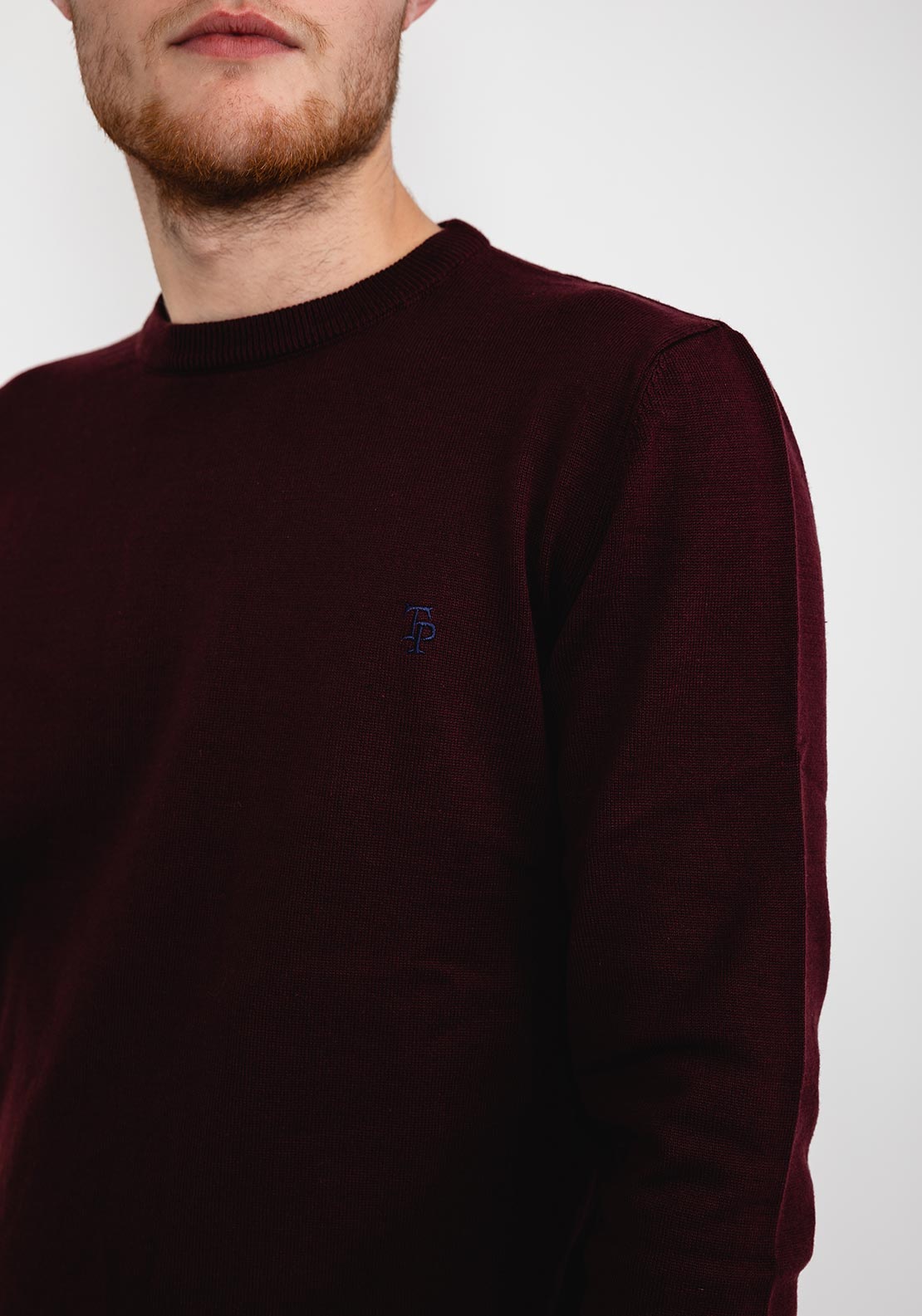 Tom Penn Round Neck Sweater, Burgundy