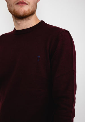 Tom Penn Round Neck Sweater, Burgundy