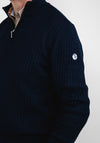 Tom Penn Quarter Zip Cable Knit Sweater, Navy