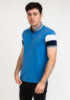 Tom Penn Colour Block Sleeve Polo Shirt, Blue
