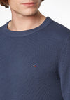 Tommy Hilfiger Embroidered Flag Crew Neck Jumper, Faded Indigo