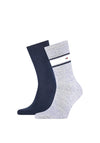 Tommy Hilfiger 2 Pack Signature Tape Logo Socks, Navy & Blue