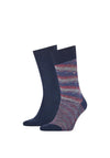 Tommy Hilfiger 2 Pack Space Dye Yarn Socks, Navy Multi