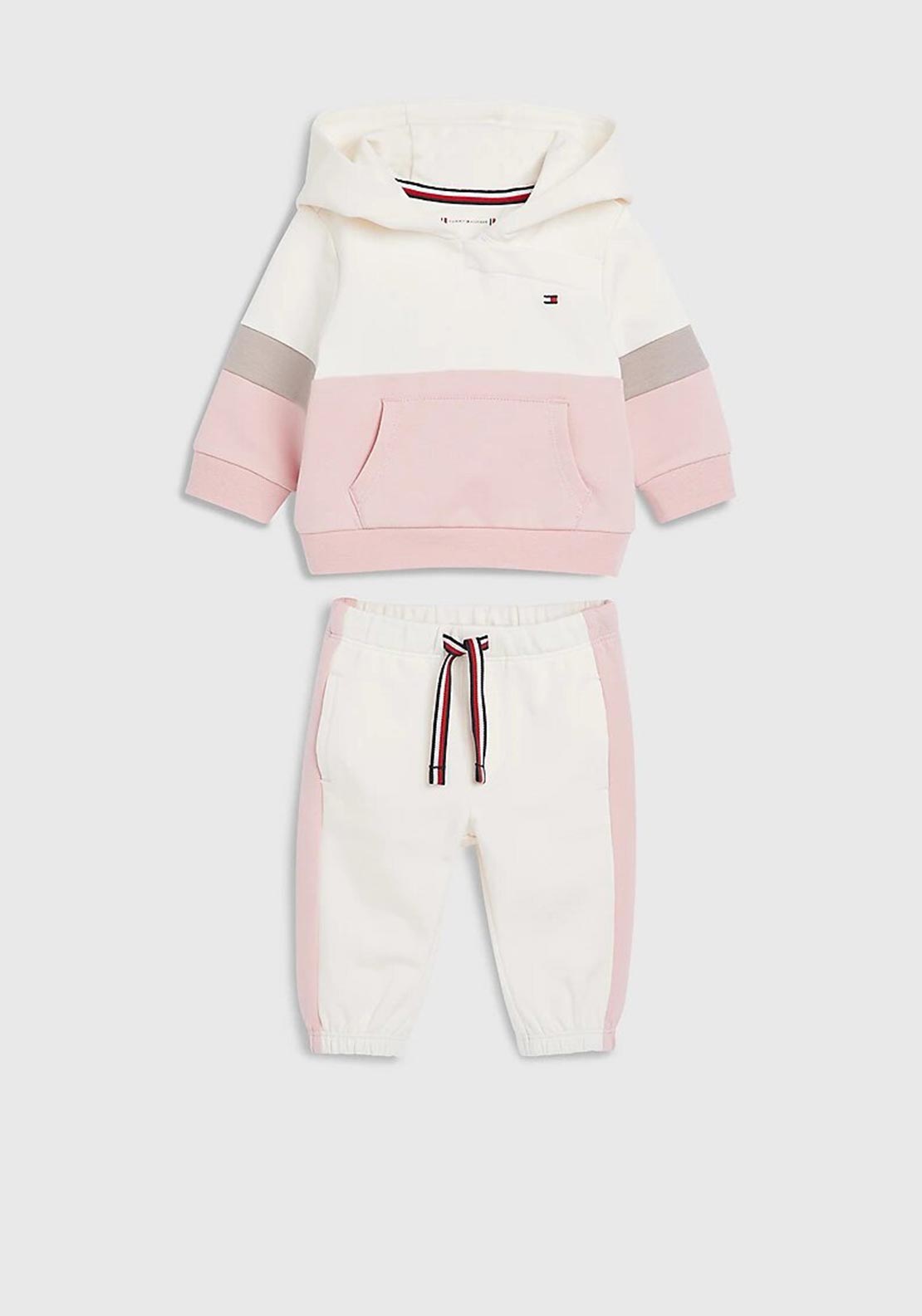 Tommy Hilfiger Baby Girl Colour Blocked Hooded Tracksuit, Pink