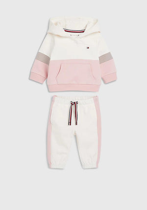 Tommy Hilfiger Baby Girl Colour Blocked Hooded Tracksuit, Pink