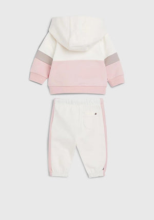 Tommy Hilfiger Baby Girl Colour Blocked Hooded Tracksuit, Pink