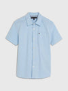 Tommy Hilfiger Boys Short Sleeve Oxford Shirt, Shoreside Blue
