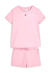 Tommy Hilfiger Girls Essential T-shirt and Short Set, Fresh Pink