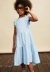 Tommy Hilfiger Girl Sleeveless Striped Ruffle Dress, Blue